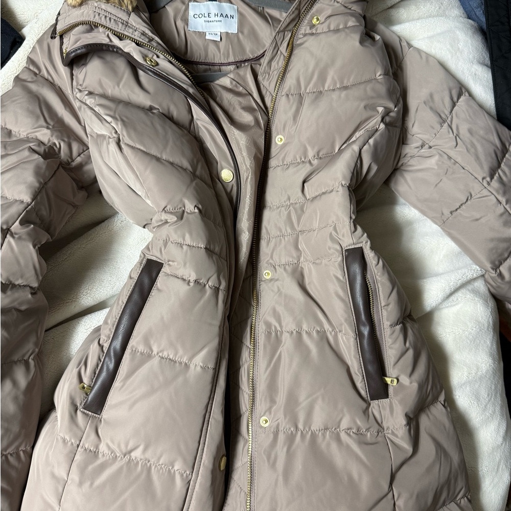 Cole Haan Women's Taupe Quilted Jacket